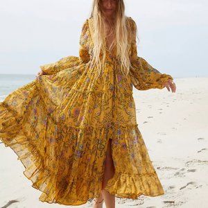 Free People NWT Cassis Printed Chiffon Dress